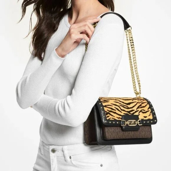 MICHAEL MICHAEL KORS Logo Calf Hair Heather Shoulder Bag - Picture 3 of 11